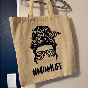 Beige #MomLife Tote Bag